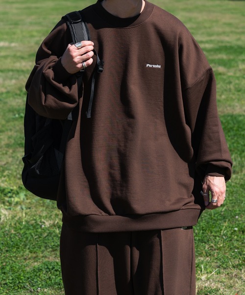 Perushu(ペルーシュ)の「オーバーサイズ刺繍スウェット(スウェット・メンズ・ライトグレー/ブラック/ダークブラウン/グリーン/マスタード/クリーム/ライム/サックスブルー/ライトピンク・MEDIUM/LARGE)」の17枚目の写真