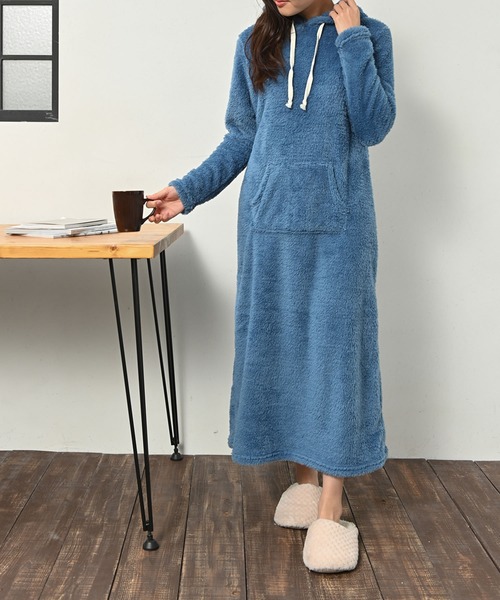 Grandeir（グランディール）の「シープボア マキシ丈 ワンピース（ワンピース・レディース・ネイビー/モカ/ブラウン系その他/ブラック/チャコールグレー/ブルー・ONE SIZE）」の6枚目の写真