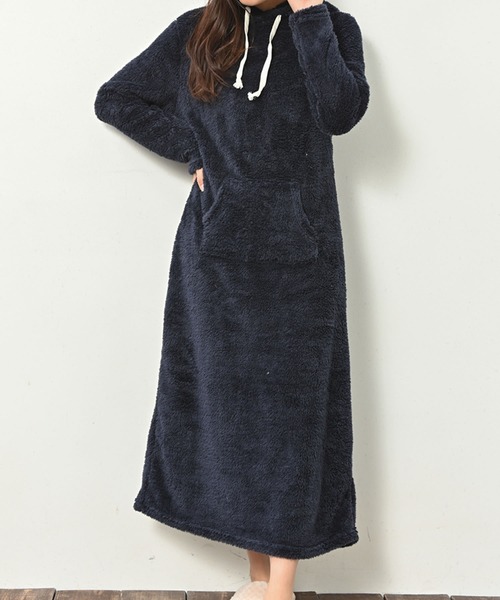 Grandeir（グランディール）の「シープボア マキシ丈 ワンピース（ワンピース・レディース・ネイビー/モカ/ブラウン系その他/ブラック/チャコールグレー/ブルー・ONE SIZE）」の7枚目の写真