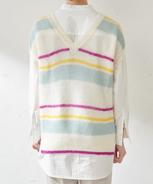 SHENERY(シーナリー)の「マルチボーダーニットベスト(ニット/セーター・レディース・オフホワイト/ブルー・FREE)」の20枚目の写真