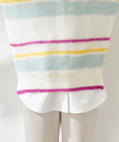 SHENERY(シーナリー)の「マルチボーダーニットベスト(ニット/セーター・レディース・オフホワイト/ブルー・FREE)」の16枚目の写真