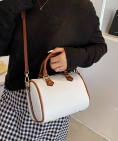 MAISON BREEZE（メゾンブリーズ）の「【MAISON BREEZE】PUコンビミニボストン Sサイズ KNF（ショルダーバッグ・レディース・ホワイト/ブラック/ベージュ・FREE）」の2枚目の写真