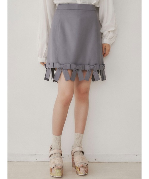 merry jenny（メリージェニー）の「ぐるりリボンミニスカート（スカート・レディース・ブルー/ブラック/ベージュ・FREE）」の3枚目の写真