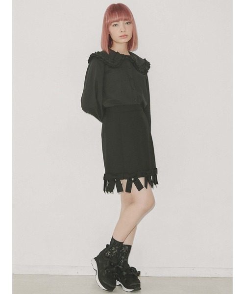 merry jenny（メリージェニー）の「ぐるりリボンミニスカート（スカート・レディース・ブルー/ブラック/ベージュ・FREE）」の8枚目の写真