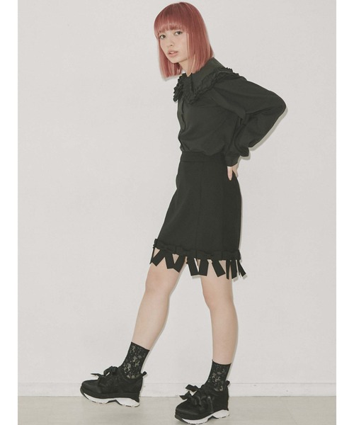 merry jenny（メリージェニー）の「ぐるりリボンミニスカート（スカート・レディース・ブルー/ブラック/ベージュ・FREE）」の9枚目の写真