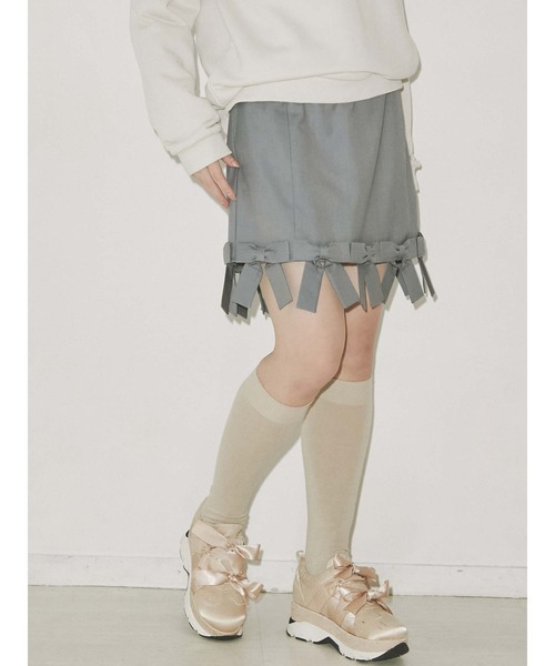 merry jenny（メリージェニー）の「ぐるりリボンミニスカート（スカート・レディース・ブルー/ブラック/ベージュ・FREE）」の11枚目の写真