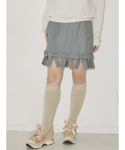 merry jenny（メリージェニー）の「ぐるりリボンミニスカート（スカート・レディース・ブルー/ブラック/ベージュ・FREE）」の12枚目の写真