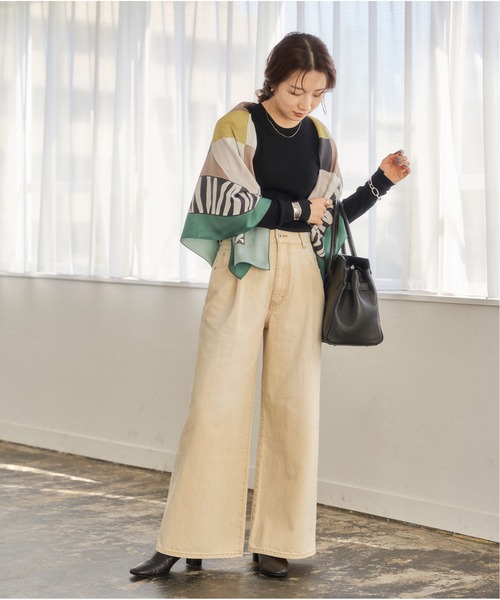 JOURNAL STANDARD（ジャーナルスタンダード）の「大判シルクスカーフ◆（ストール/ショール・レディース・グリーン系その他/ブルー/ブラック系その他・ﾌﾘ-）」の7枚目の写真