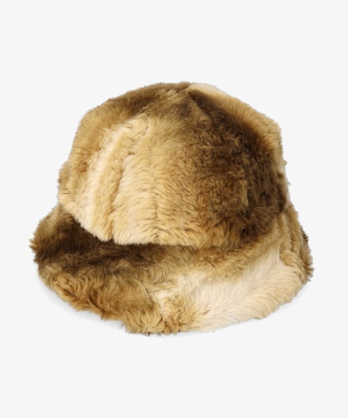 OVERRIDE（オーバーライド）の「OVERRIDE FAKE FUR ROUND HAT（ハット・レディース・ブラック/ベージュ・M/57.5cm）」の2枚目の写真