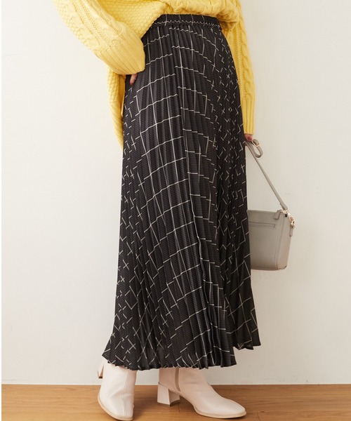 ELENCARE DUE(エレンカーレデュエ)の「・ELENCARE DUE チェックプリーツスカート*(スカート・レディース・ベージュ/グレー/アイボリー・FREE)」の1枚目の写真