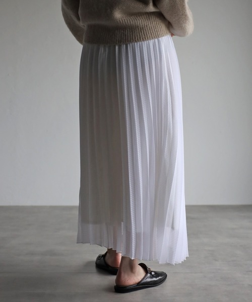 r.（アールドット）の「シアーギンガムチェック プリーツスカート（スカート・レディース・ホワイト/ブラック/ライトグリーン/クリーム/ピンク・MEDIUM）」の12枚目の写真