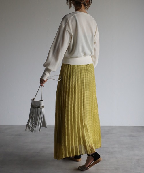 r.（アールドット）の「シアーギンガムチェック プリーツスカート（スカート・レディース・ホワイト/ブラック/ライトグリーン/クリーム/ピンク・MEDIUM）」の17枚目の写真