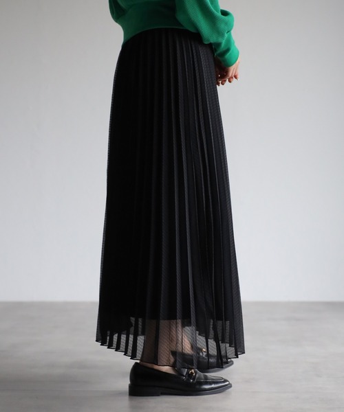 r.（アールドット）の「シアーギンガムチェック プリーツスカート（スカート・レディース・ホワイト/ブラック/ライトグリーン/クリーム/ピンク・MEDIUM）」の22枚目の写真