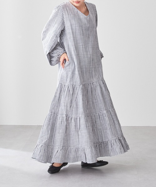 CIAOPANIC TYPY(チャオパニックティピー)の「チェックボリュームワンピース(ワンピース・レディース・グリーン/ブラック/イエロー・ONE SIZE)」の9枚目の写真