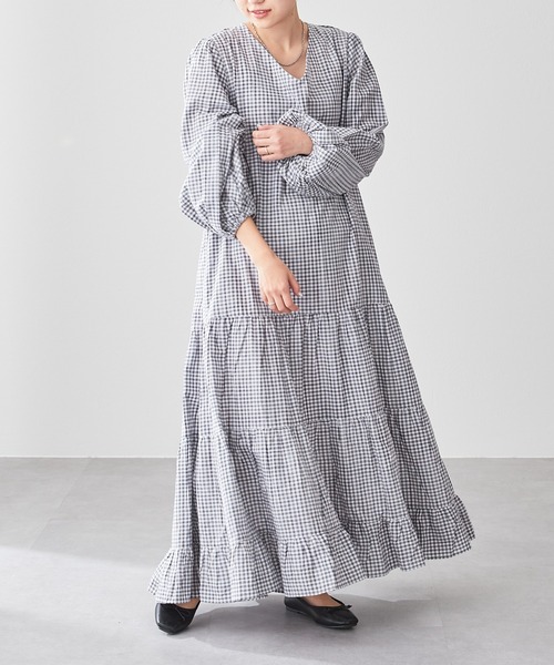 CIAOPANIC TYPY(チャオパニックティピー)の「チェックボリュームワンピース(ワンピース・レディース・グリーン/ブラック/イエロー・ONE SIZE)」の6枚目の写真