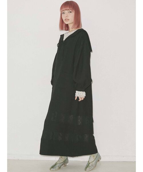 merry jenny（メリージェニー）の「リブレースコンビセーラーワンピース（ワンピース・レディース・アイボリー/ブラック・FREE）」の4枚目の写真