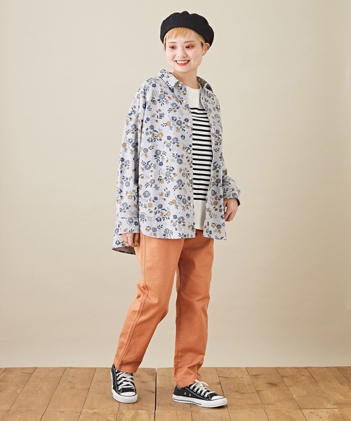 CUBE SUGAR（キューブシュガー）の「空紡糸カットソーパネルボーダー長袖バスクＴシャツ（Tシャツ/カットソー・レディース・ブラック/ベージュ/マルチ/ラベンダー/ブルー・M）」の6枚目の写真