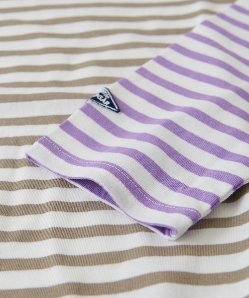 CUBE SUGAR（キューブシュガー）の「空紡糸カットソーパネルボーダー長袖バスクＴシャツ（Tシャツ/カットソー・レディース・ブラック/ベージュ/マルチ/ラベンダー/ブルー・M）」の14枚目の写真