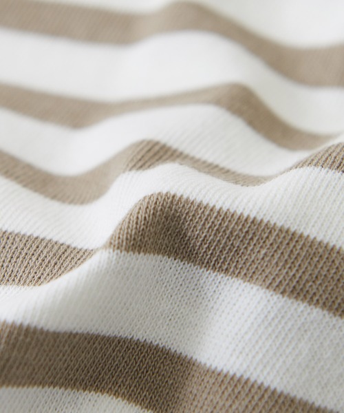 CUBE SUGAR（キューブシュガー）の「空紡糸カットソーパネルボーダー長袖バスクＴシャツ（Tシャツ/カットソー・レディース・ブラック/ベージュ/マルチ/ラベンダー/ブルー・M）」の20枚目の写真