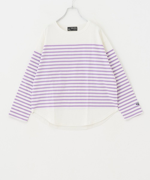 CUBE SUGAR（キューブシュガー）の「空紡糸カットソーパネルボーダー長袖バスクＴシャツ（Tシャツ/カットソー・レディース・ブラック/ベージュ/マルチ/ラベンダー/ブルー・M）」の15枚目の写真