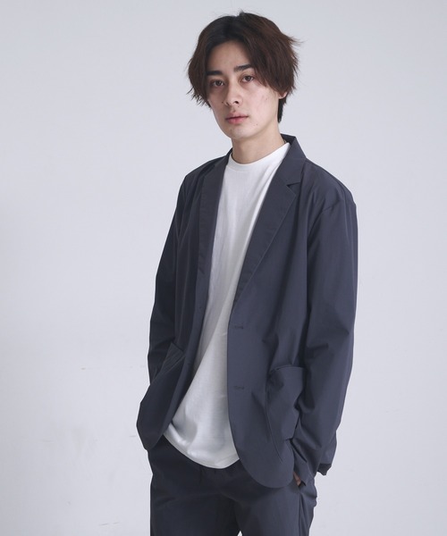 【BLUESTANDARD/ブルースタンダード】ユニセックスノーストレス軽量ストレッチ撥水パッカブル仕様テーラードジャケットイージーパンツセットアップ