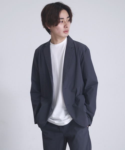 【BLUESTANDARD/ブルースタンダード】ユニセックスノーストレス軽量ストレッチ撥水パッカブル仕様テーラードジャケットイージーパンツセットアップ