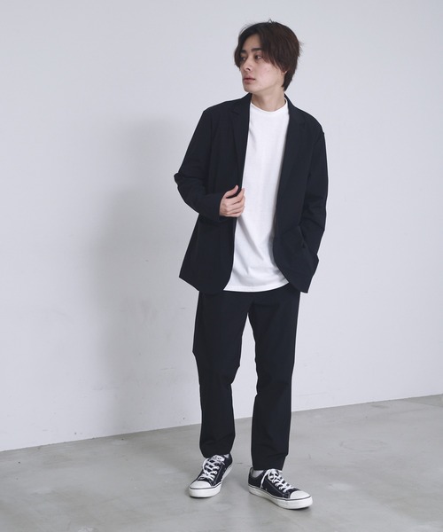 【BLUESTANDARD/ブルースタンダード】ユニセックスノーストレス軽量ストレッチ撥水パッカブル仕様テーラードジャケットイージーパンツセットアップ