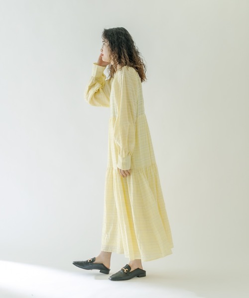mystic（ミスティック）の「シアーボーダーワンピース（ワンピース・レディース・オフホワイト/イエロー・FREE）」の5枚目の写真