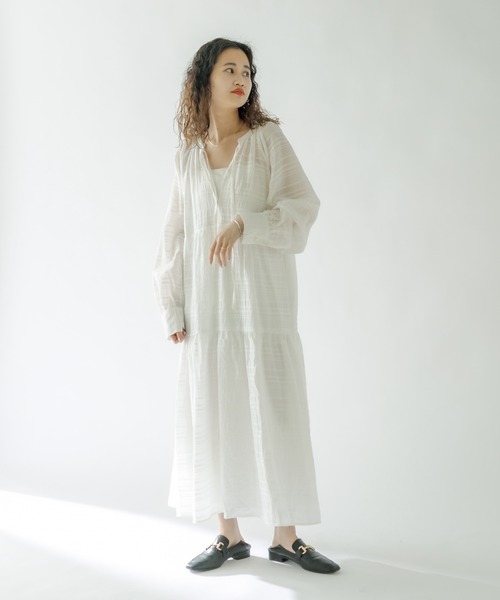 mystic（ミスティック）の「シアーボーダーワンピース（ワンピース・レディース・オフホワイト/イエロー・FREE）」の16枚目の写真