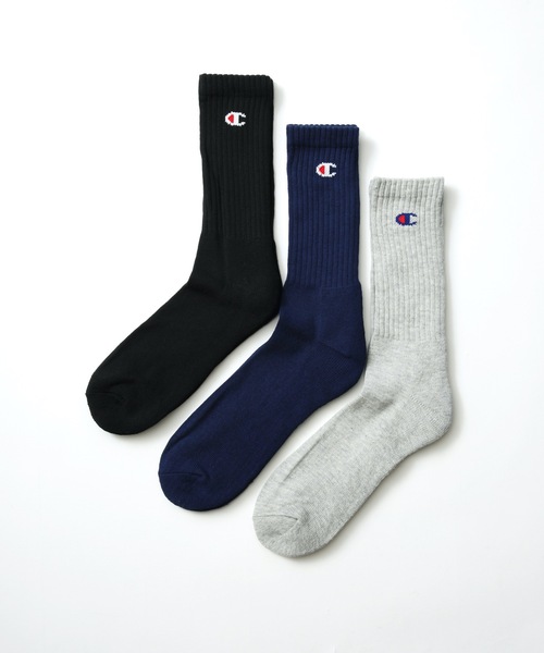 Champion(チャンピオン)の「【CHAMPION/チャンピオン】足底パイル ワンポイントロゴフルレングスソックス(靴下) 3足組(3P)(ソックス/靴下・メンズ・ブラック/ホワイト/グレー/ネイビー・MEDIUM/LARGE/SMALL)」の4枚目の写真