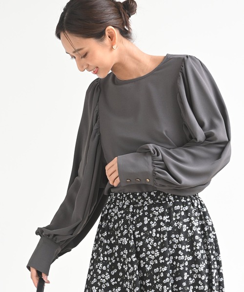 rps(アールピーエス)の「ボリュームスリーブブラウス(シャツ/ブラウス・レディース・オフホワイト/チャコールグレー/グレイッシュブルー・M)」の19枚目の写真