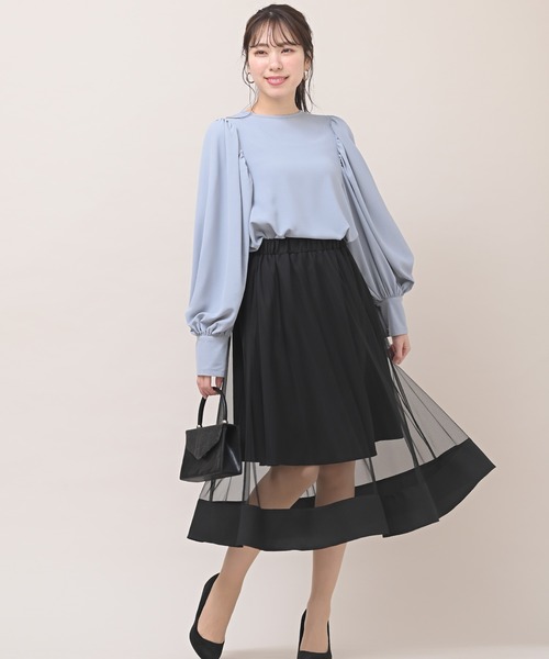 rps(アールピーエス)の「ボリュームスリーブブラウス(シャツ/ブラウス・レディース・オフホワイト/チャコールグレー/グレイッシュブルー・M)」の12枚目の写真