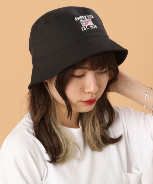 AVIREX（アヴィレックス）の「【WEB&DEPOT限定】バケット ハット / BUCKET HAT 'USA'（ハット・レディース・ブラック/インディゴブルー/オフホワイト/タン・FREE）」の5枚目の写真