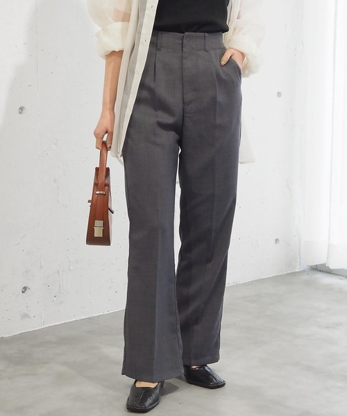 tiptop（ティップトップ）の「【ZOZO限定アイテム】リネンタッチセンタープレスフレアパンツ【2サイズ展開/セットアップ対応】（スラックス・レディース・ブラック/グリーン/アイボリー/ダークオレンジ/グリーン系その他/ダークブラウン/チャコールグレー・S/M）」の20枚目の写真