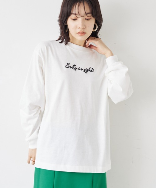 Green　Parks（グリーンパークス）の「ワンポイントロゴロンT（Tシャツ/カットソー・レディース・ブルー/ブラック・FREE）」の2枚目の写真