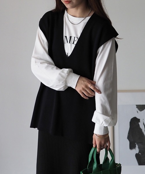 極美品　HENRIK VIBSCOV グリーン　ニット　ベスト　S Vネックニットベスト レディース(M グリーン): 東京シャツ公式
