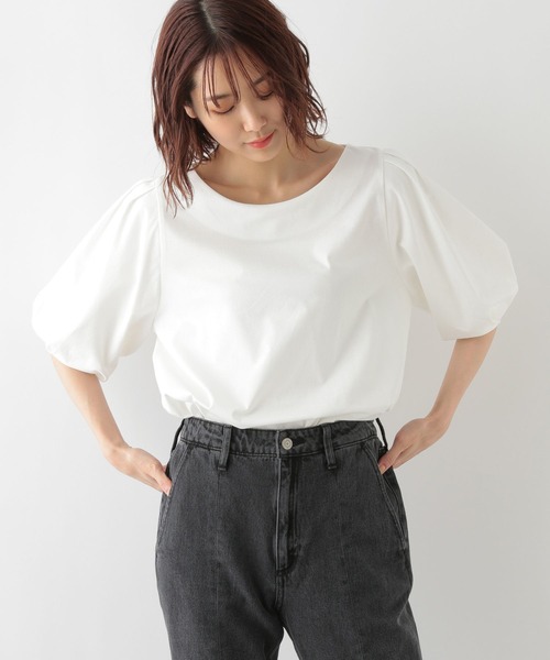 GLOBAL WORK(グローバルワーク)の「快適袖ボリュームプルオーバー/268954(Tシャツ/カットソー・レディース・ホワイト/ライトグリーン/ブラック/ベージュ・MEDIUM/LARGE)」の2枚目の写真
