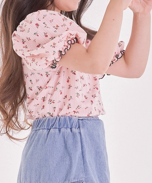 Rora(ローラ)の「ハンス 花柄 パフ袖 Tシャツ (2color)(Tシャツ/カットソー・キッズ・ピンク/イエロー・110cm/100cm/120cm/130cm/140cm/150cm)」の7枚目の写真