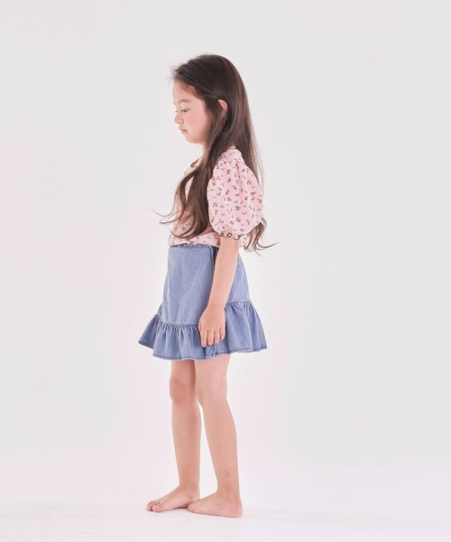 Rora(ローラ)の「ハンス 花柄 パフ袖 Tシャツ (2color)(Tシャツ/カットソー・キッズ・ピンク/イエロー・110cm/100cm/120cm/130cm/140cm/150cm)」の4枚目の写真