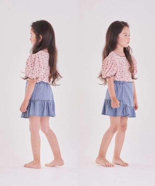 Rora(ローラ)の「ハンス 花柄 パフ袖 Tシャツ (2color)(Tシャツ/カットソー・キッズ・ピンク/イエロー・110cm/100cm/120cm/130cm/140cm/150cm)」の11枚目の写真