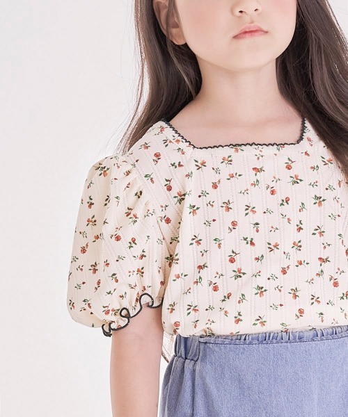 Rora(ローラ)の「ハンス 花柄 パフ袖 Tシャツ (2color)(Tシャツ/カットソー・キッズ・ピンク/イエロー・110cm/100cm/120cm/130cm/140cm/150cm)」の9枚目の写真