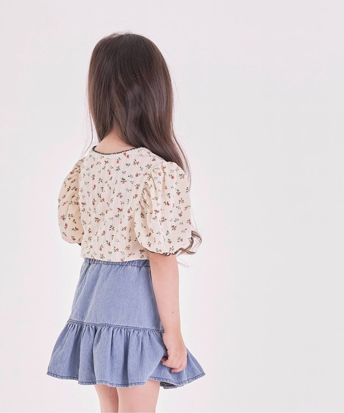 Rora(ローラ)の「ハンス 花柄 パフ袖 Tシャツ (2color)(Tシャツ/カットソー・キッズ・ピンク/イエロー・110cm/100cm/120cm/130cm/140cm/150cm)」の10枚目の写真