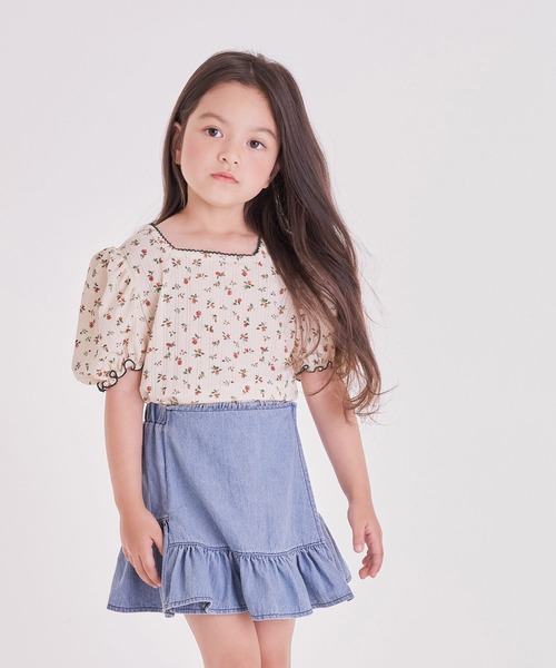 Rora(ローラ)の「ハンス 花柄 パフ袖 Tシャツ (2color)(Tシャツ/カットソー・キッズ・ピンク/イエロー・110cm/100cm/120cm/130cm/140cm/150cm)」の16枚目の写真