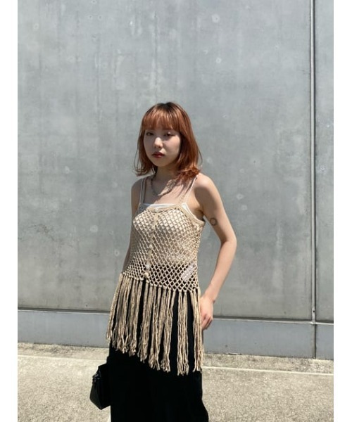 MOUSSY（マウジー）の「FRINGE KNIT キャミソール（キャミソール