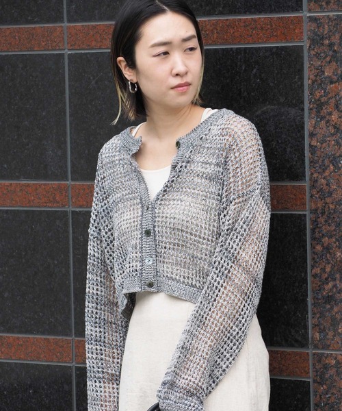 セール】【SET ITEM】2WAYメッシュカーディガン＋ノースリーブ