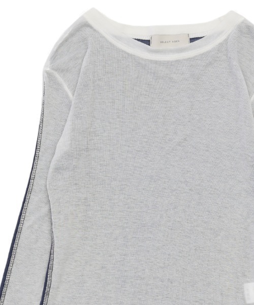 select MOCA(セレクトモカ)の「クルーネックバイカラーシアープルオーバー(Tシャツ/カットソー・レディース・ブラック/オリーブ/ブルー・FREE)」の15枚目の写真