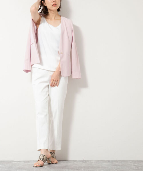 NOLLEY’S(ノーリーズ)の「ウォッシャブル2WAYストレッチVネックジャケット(ノーカラージャケット・レディース・ネイビー/ベージュ/ベビーピンク・38/36/40)」の14枚目の写真