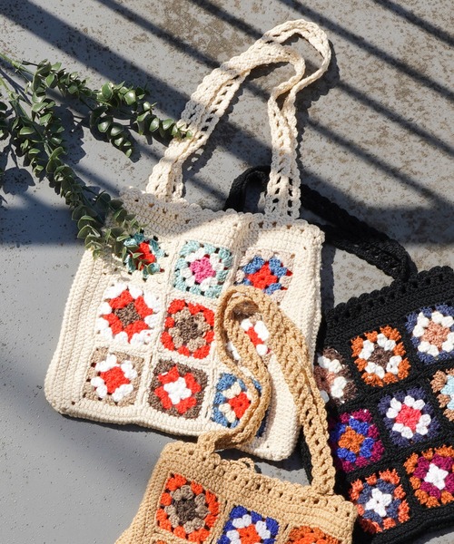 VENCEEXCHANGE（ヴァンスエクスチェンジ）の「クロシェ編みトートバッグ（トートバッグ・レディース・ベージュ/ブラック/オフホワイト・FREE）」の2枚目の写真