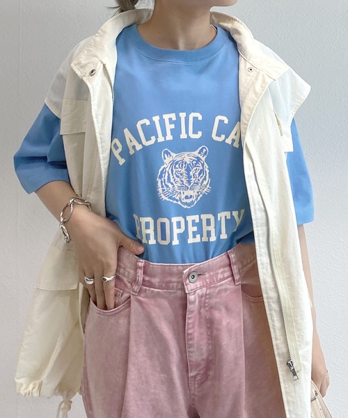 w closet(ダブルクローゼット)の「タイガープリントTee(Tシャツ/カットソー・レディース・オフホワイト/サックスブルー/スミクロ・FREE)」の10枚目の写真