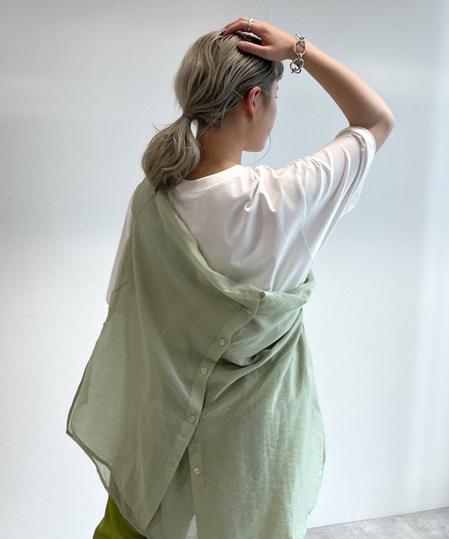 w closet(ダブルクローゼット)の「タイガープリントTee(Tシャツ/カットソー・レディース・オフホワイト/サックスブルー/スミクロ・FREE)」の9枚目の写真